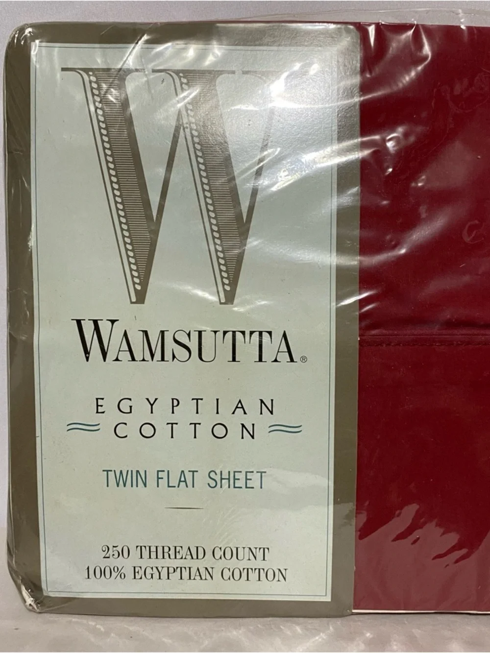 New Vintage Wamsutta Egyptian Cotton 250 TC Twin Flat Sheet Ming Red Burgundy